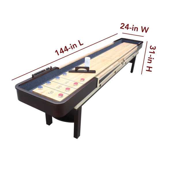 Hathaway, 12ft Shuffleboard Table - Merlot - Espresso finish