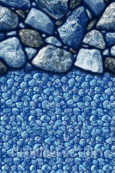 Ocean Blue, 12'x20' Oval Overlap Boulder Beach Liner - 20 Gauge