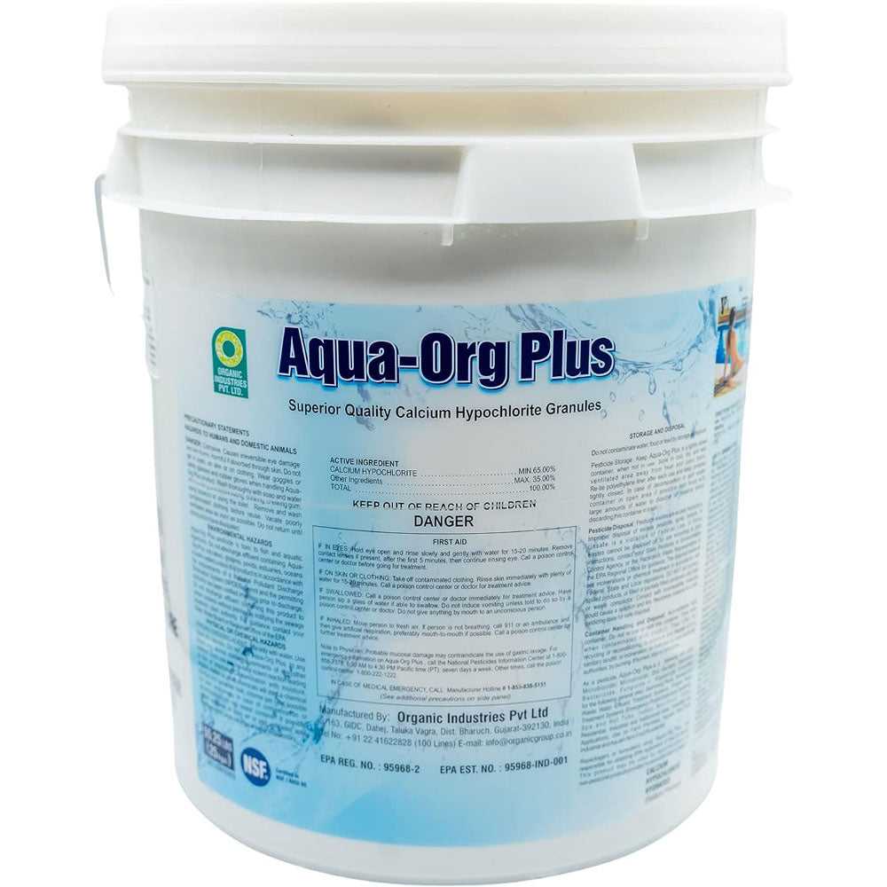 Aqua-Org Plus, Aqua-Org Plus - 55lb Granular Calcium Hypochlorite 65% Pool Shock for Swimming Pools