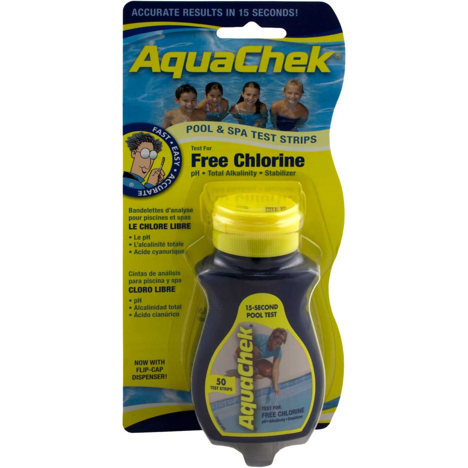 Aquachek, Aquachek 511244A 4 In 1 Chlorine Test Strips - 50 Test Strips