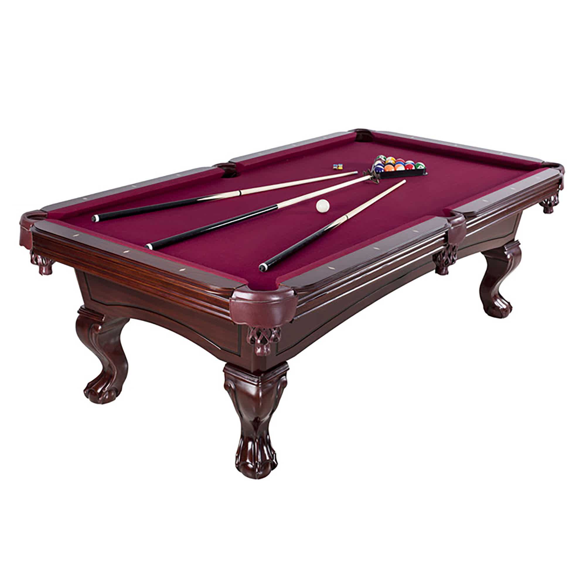 Hathaway, Augusta 8-ft Pool Table - Mahogany Finish with Burgundy Felt